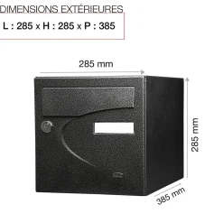 Renz Boîte Aux Lettres 1 Porte-Boite aux lettres Préférence 1 porte noir décor RAL 9005 D