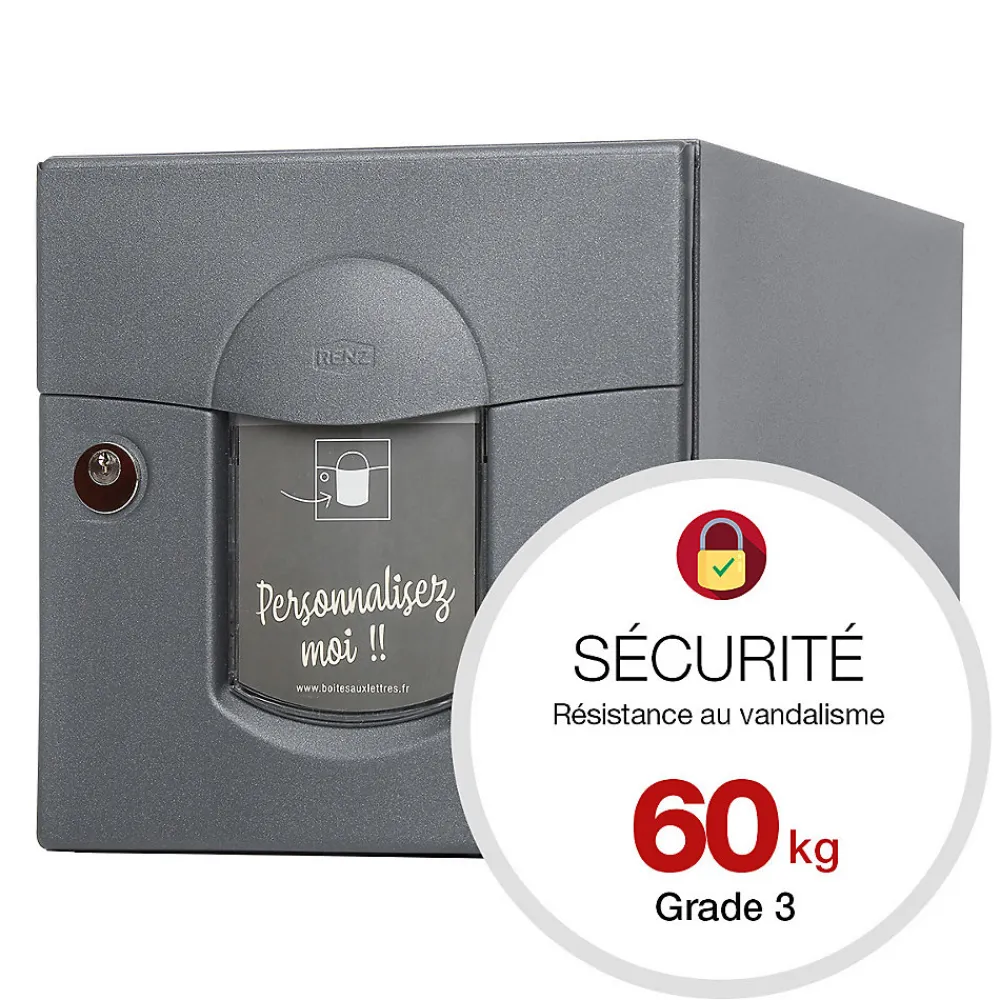 Renz Boite aux lettres Soléa 1 porte Gris anthracite aspect sablé REN 0206MS
