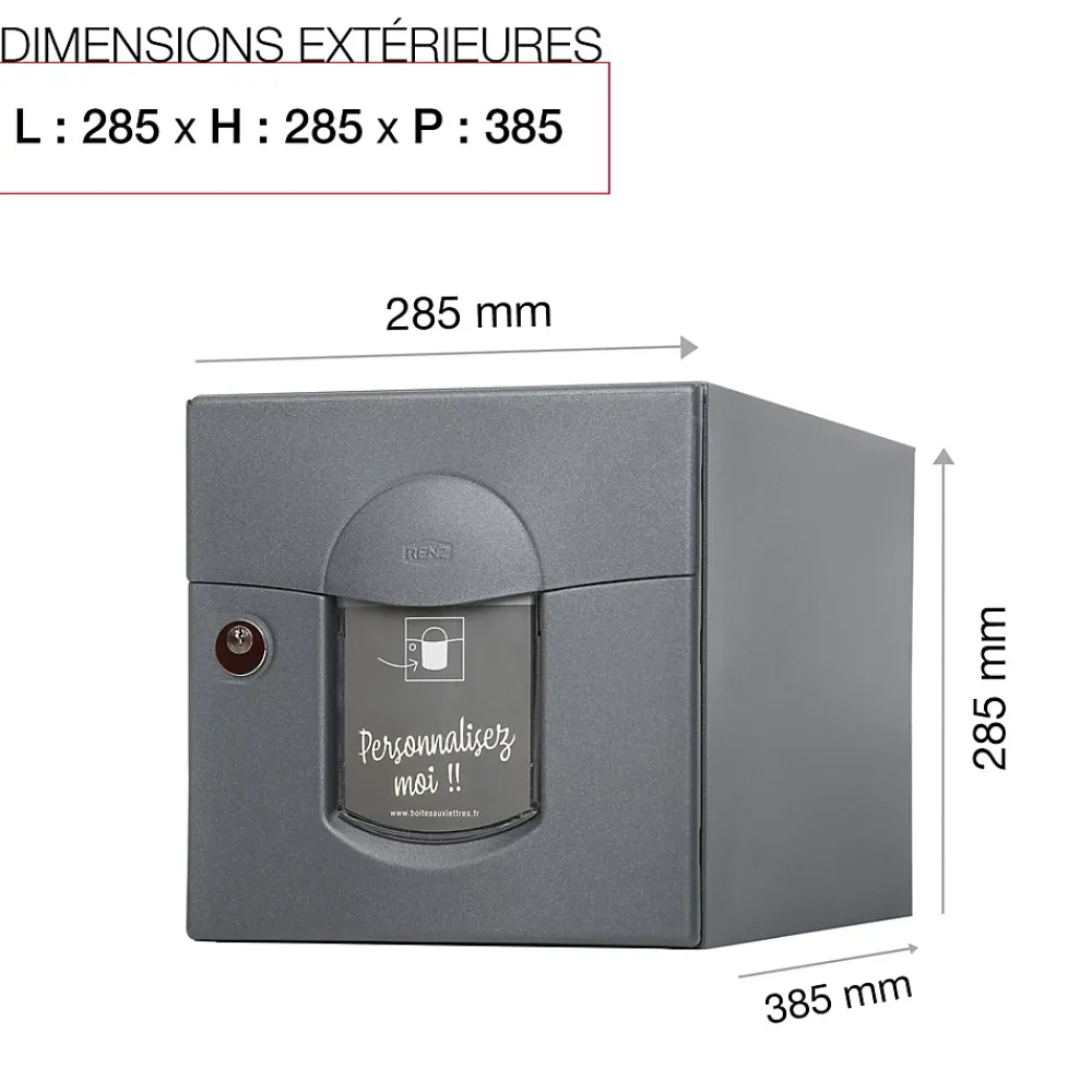 Renz Boite aux lettres Soléa 1 porte Gris anthracite aspect sablé REN 0206MS