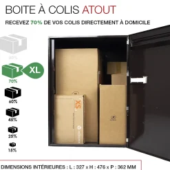 Renz Boite à colis Atout 1 porte Brun brillant RAL 8019 B