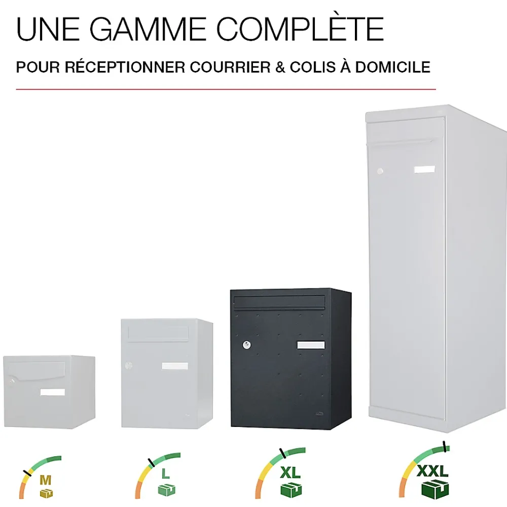 Renz Boîte À Colis-Boite à colis Atout 1 porte Noir Sablé RAL 2100MS