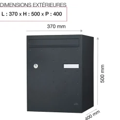 Renz Boîte À Colis-Boite à colis Atout 1 porte Noir Sablé RAL 2100MS