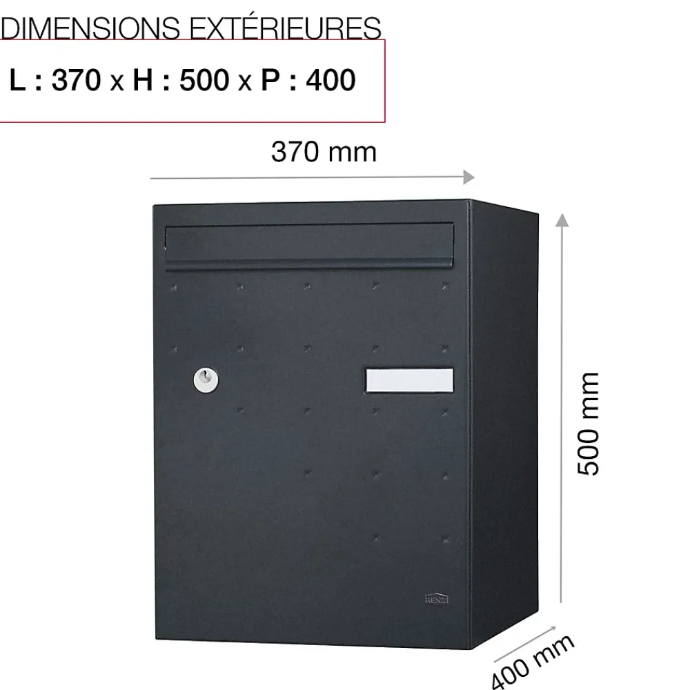 Renz Boîte À Colis-Boite à colis Atout 1 porte Noir Sablé RAL 2100MS