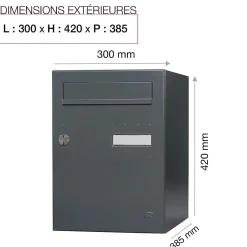 Renz Boîte À Colis-Boite à colis Eclipse 1 porte gris anthracite mat RAL 7016 M