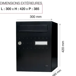 Renz Boite à colis Eclipse 1 porte noir mat RAL 9005 M