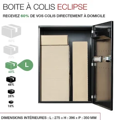 Renz Boite à colis Eclipse 1 porte noir mat RAL 9005 M