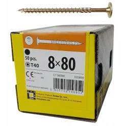 Domax BOITE DE 50 VIS À TÊTE RONDELLE 8 x 80, EMPREINTE TORX