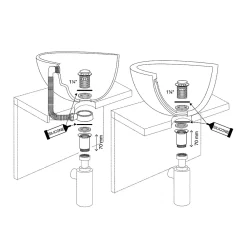 Flomasta Evacuation De Lavabo-Vasque|Bonde Pour Lavabo-Bonde chromée quick-clac avec trop-plein pour vasque