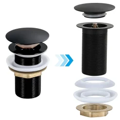 Dileci Evacuation De Lavabo-Vasque-Bonde clic-clac - Push System - Coloris Noir mat