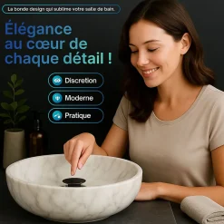 Dileci Evacuation De Lavabo-Vasque-Bonde clic-clac - Push System - Coloris Noir mat