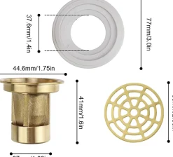 Deko Bonde de douche, bouchon de douche avec anneau en caoutchouc, bouchon de douche en cuivre