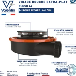 Valentin Bonde de douche extra plate Flush Ø90mm