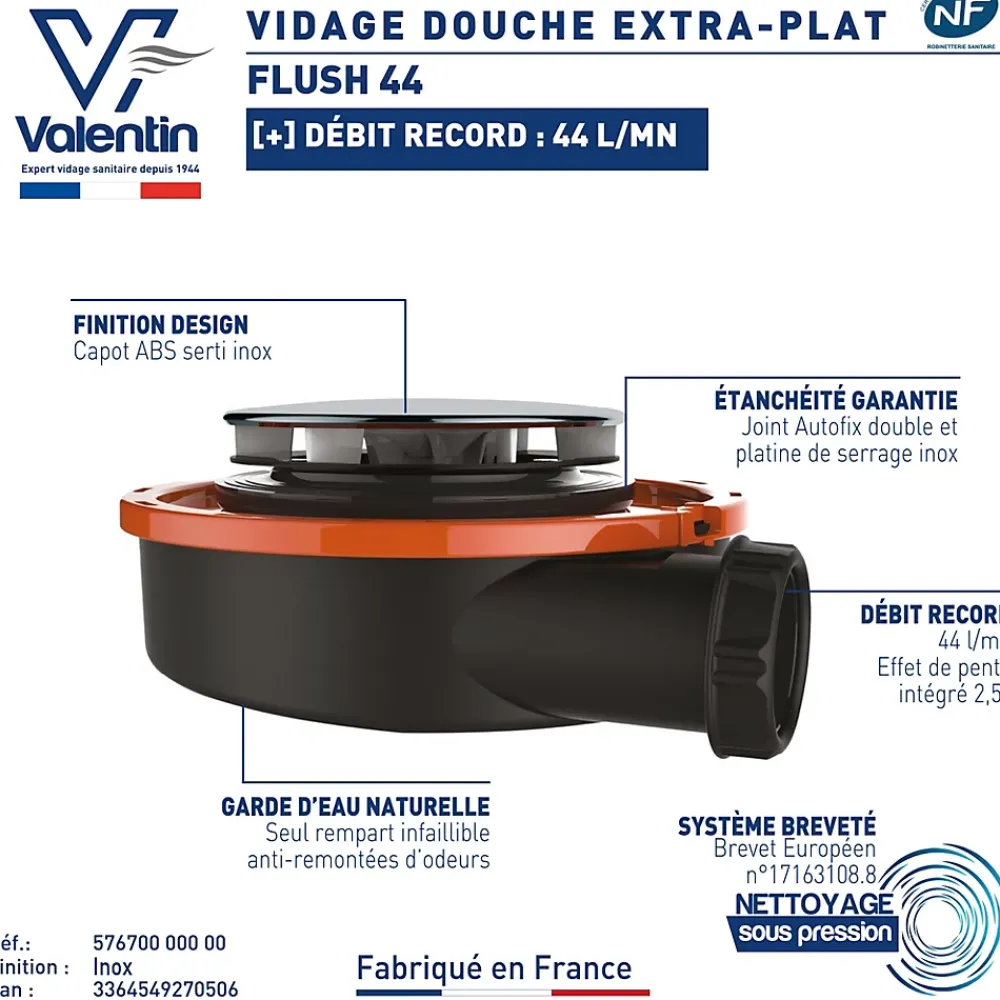 Valentin Bonde de douche extra plate Flush Ø90mm