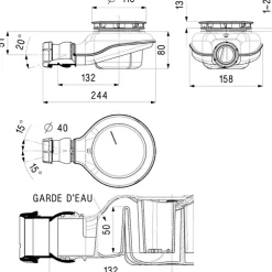 Nicoll Bonde de douche siphoïde Turboflow 2 - Capot ABS - diamètre 90 mm