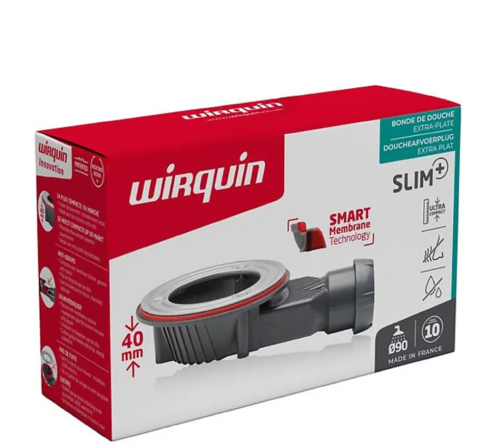 Wirquin Bonde de douche SLIM + ø40 mm sans grille pour plateau