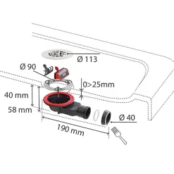 Wirquin Evacuation De Douche|Bonde Pour Douche-Bonde de douche SLIM + ø40 mm grille plate inox brossé