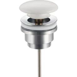 Balneo Bonde de lavabo en laiton Click-Clack modèle D universelle pour lavabo 1/4 de pouce avec tête en céramique blanche