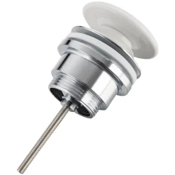 Balneo Bonde de lavabo en laiton Click-Clack modèle D universelle pour lavabo 1/4 de pouce avec tête en céramique blanche