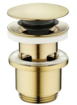 Rousseau Bonde de lavabo ø 63 mm avec clapet clic clac ou fixe effet or