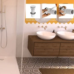 Valentin Bonde de lavabo ø65 mm avec clapet clic clac ou fixe