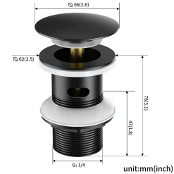 Auralum Max Bonde de Lavabo Pop Up en Laiton Universel AntiBlocage G 1-1/4"