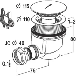 Nicoll Evacuation De Douche-Bonde de receveur de douche sortie horizontale 90 mm Chromé