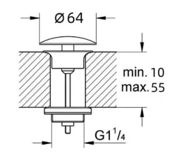 Todot Bonde de vidage lavabo POP-UP Chromé G 1-1/4" - avec ou sans Trop Plein