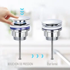 Todot Bonde de vidage lavabo POP-UP Chromé G 1-1/4
