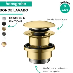 Hansgrohe Bonde lavabo Push-open aspect doré poli
