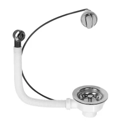 Wirquin Bonde à panier pour évier 90mm avec trop-plein et commande à câble