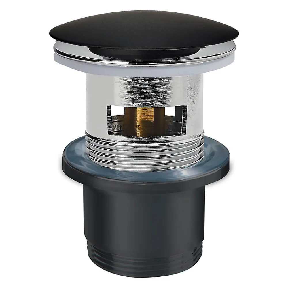 Wirquin Evacuation De Lavabo-Vasque|Bonde Pour Lavabo-Bonde Quick-clac avec trop plein pour lavabo encastré Black Touch H. 73 à 92 mm x ø66 mm
