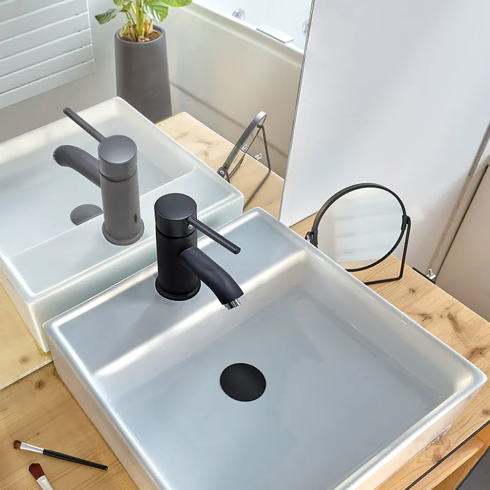 Wirquin Evacuation De Lavabo-Vasque|Bonde Pour Lavabo-Bonde Quick-clac avec trop plein pour lavabo encastré Black Touch H. 73 à 92 mm x ø66 mm