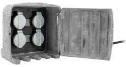 Zenitech Borne de jardin extérieure 4 prises + 2 interrupteurs 1.5 m