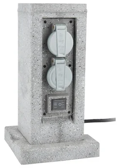 Zenitech Borne de jardin extérieure 4 prises + 2 interrupteurs 5 m