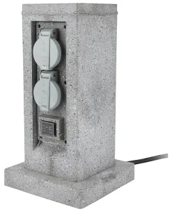 Zenitech Borne de jardin extérieure 4 prises + 2 interrupteurs 5 m