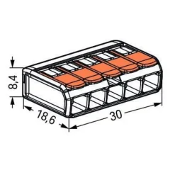 Wago Borne de raccordement S221 5 conducteurs - leviers 4mm² -