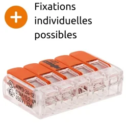 Wago Borne de raccordement S221 5 conducteurs - leviers 4mm² -