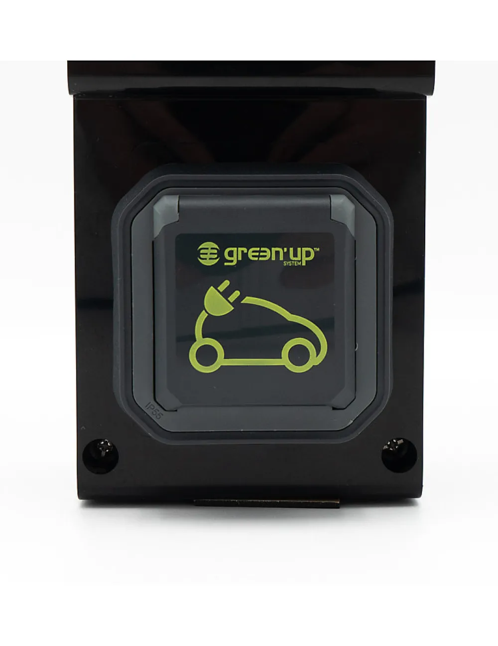 Carré Rouge Borne De Recharge Avec Horloge équipée D'une Prise Green'up Complète Avec Protections