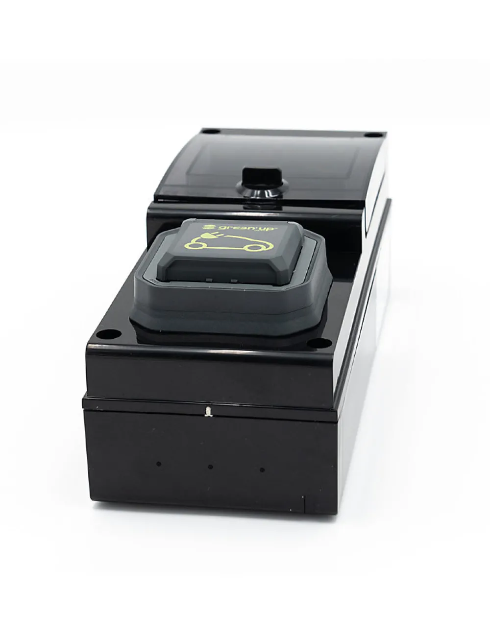 Carré Rouge Borne De Recharge Avec Horloge équipée D'une Prise Green'up Complète Avec Protections