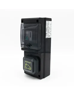 Carré Rouge Borne De Recharge équipée D'une Prise Green'up Complète Avec Protections Et Compteur