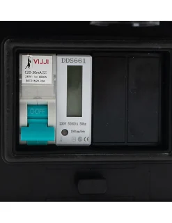 Carré Rouge Borne De Recharge équipée D'une Prise Green'up Complète Avec Protections Et Compteur