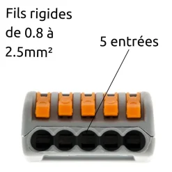 Wago Borne rapide automatique à cliquet S222 - 5 entrées -