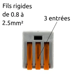 Wago Borne rapide automatique à cliquet S222 - 3 entrées -