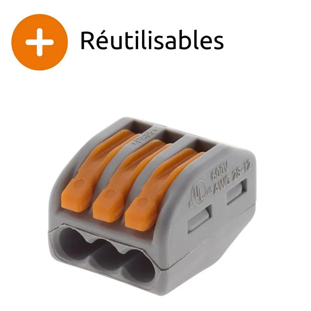 Wago Borne rapide automatique à cliquet S222 - 3 entrées -
