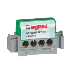 Legrand Bornier de terre vert et gris