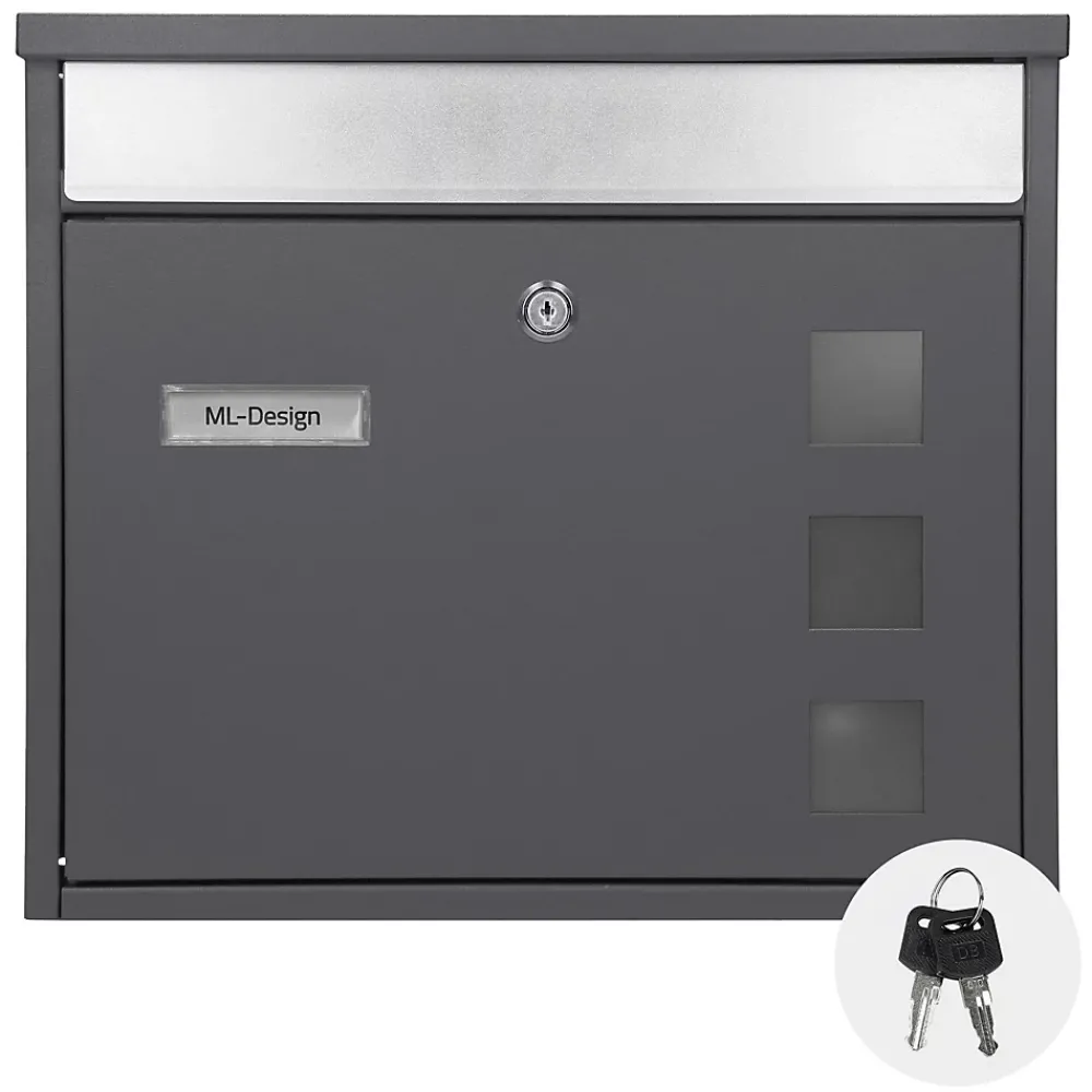 Ml-Design Boîte aux lettres anthracite-argent avec support métallisé 120cm+ kit de montage
