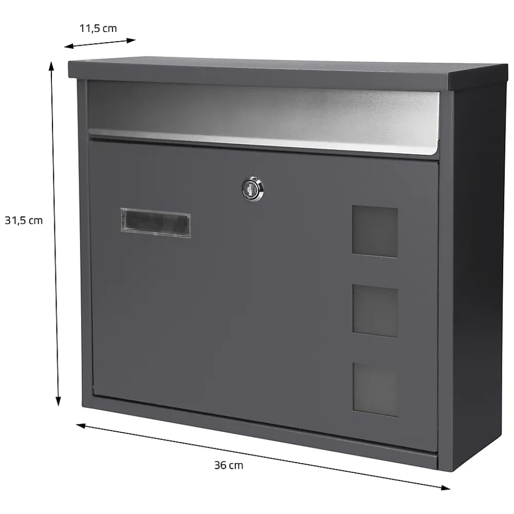 Ml-Design Boîte aux lettres anthracite-argent avec support métallisé 120cm+ kit de montage