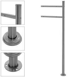 Ml-Design Boîte Aux Lettres 1 Porte-Boîte aux lettres anthracite/bois naturel avec support argenté acier inoxydable