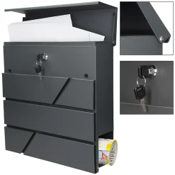 Ml-Design Boîte aux lettres avec support mailbox anthracite moderne avec 2 clés incluses