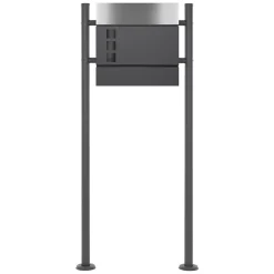 ECD Germany Boîte Aux Lettres 1 Porte-Boîte aux lettres avec support boîte postale anthracite/argent sur pieds +2 clés